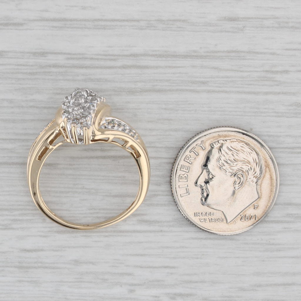 Gray 0.14ctw Diamond Cluster Bypass Ring 10k Yellow Gold Size 5.5