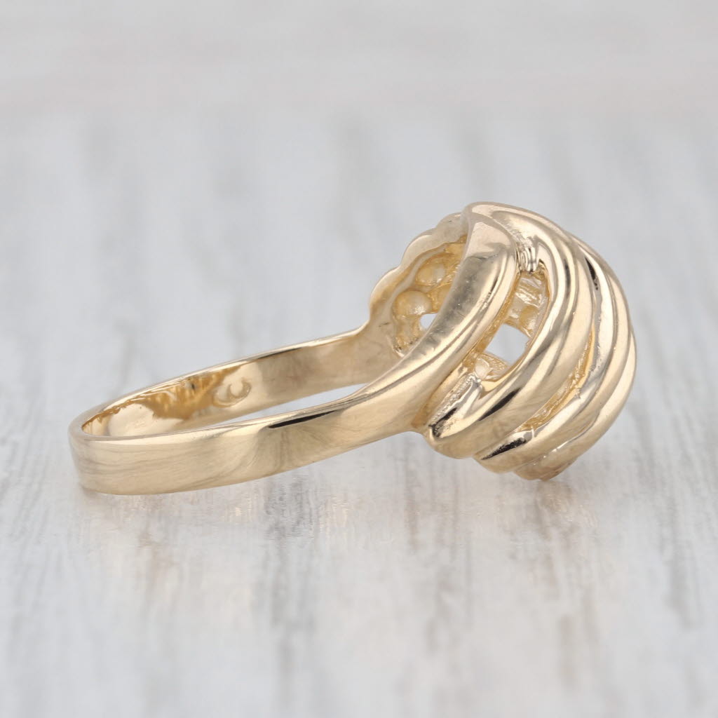 Scalloped Openwork Croissant Ring 14k Yellow Gold Size 9.25