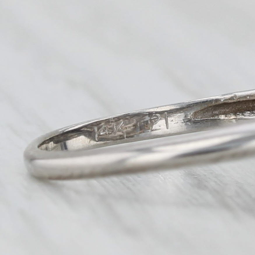 Light Gray Vintage Diamond Princess Ring 14k White Gold Size 3.5