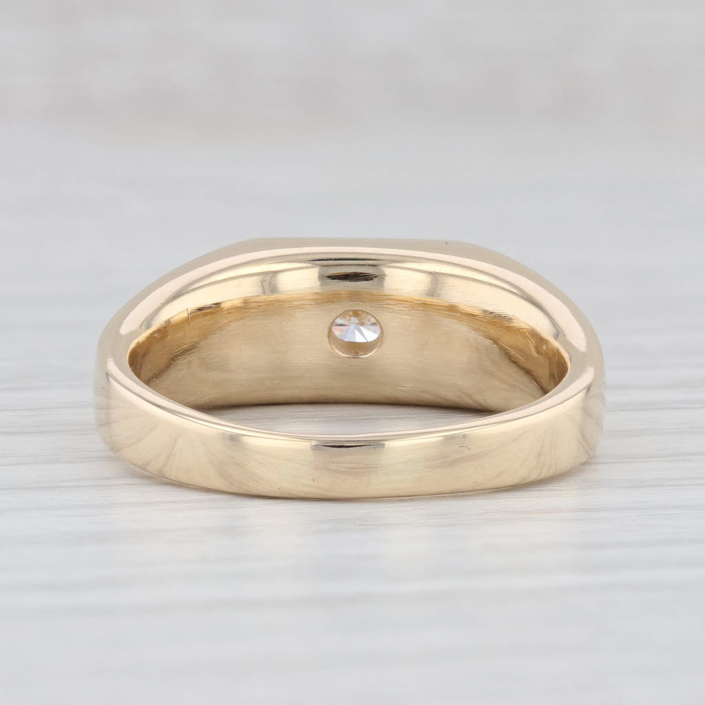 Light Gray 0.35ct Diamond Solitaire Ring 14k Yellow Gold Size 11.75 Men's Wedding Band