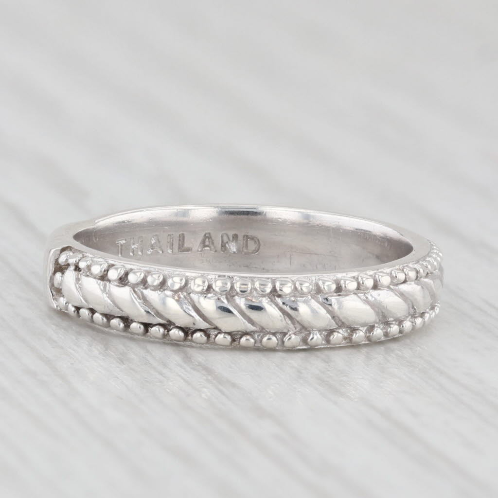 Light Gray Judith Ripka Scalloped Beveled Ring Sterling Silver Size 6 Band Stackable