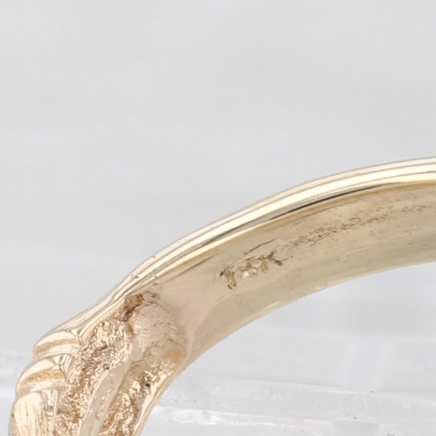Light Gray Textured Bamboo Double Band Ring 14k Yellow Gold Size 6.75