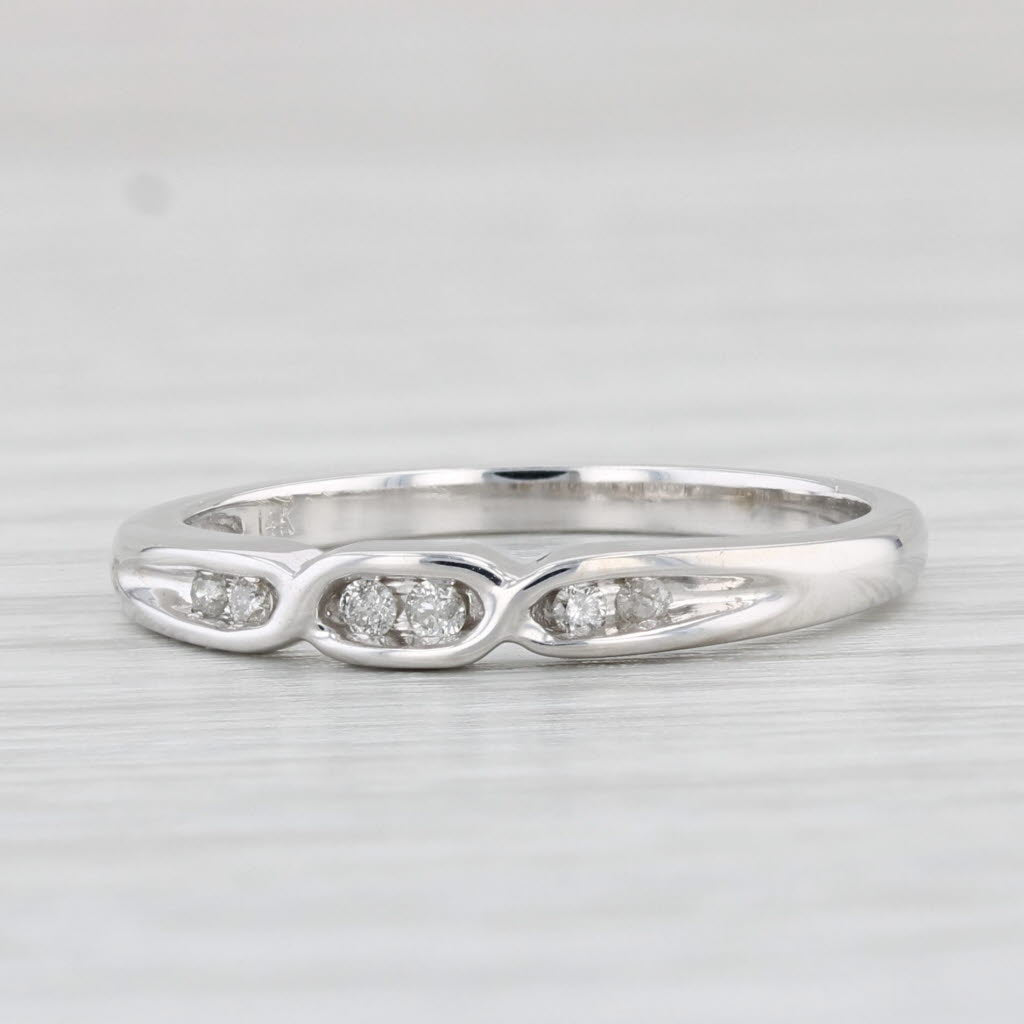 Light Gray Diamond Accented Wedding Band 14k White Gold Size 7 Stackable Ring