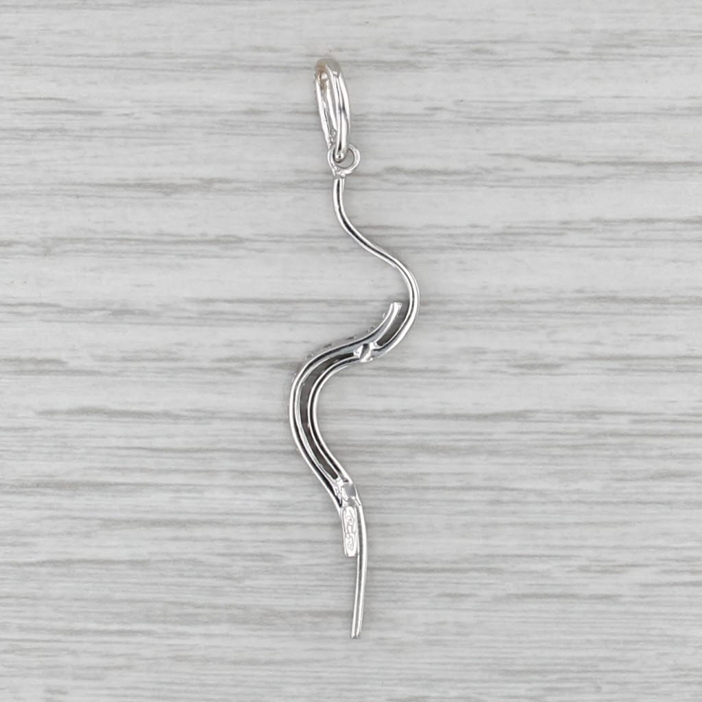 0.13ctw Cubic Zirconia Squiggle Pendant 18k White Gold Curved Graduated Journey