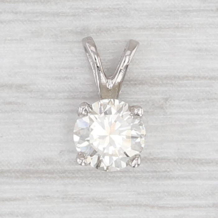 Light Gray New 0.42ct VS2 Round Solitaire Small Drop Pendant 14k White Gold