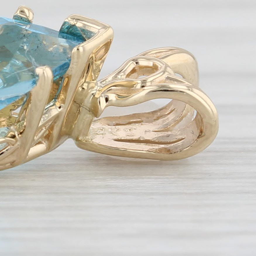 Light Gray 2.25ct Marquise Solitaire Topaz Pendant 14k Yellow Gold