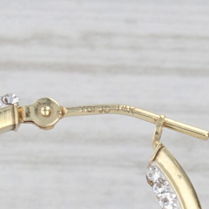 New Glass Inside Out Hoop Earrings 14k Yellow Gold Snap Top Round Hoops