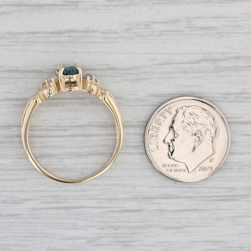 Gray 1.20ctw Oval Blue Zircon Ring 14k Yellow Gold Size 8 Engagement
