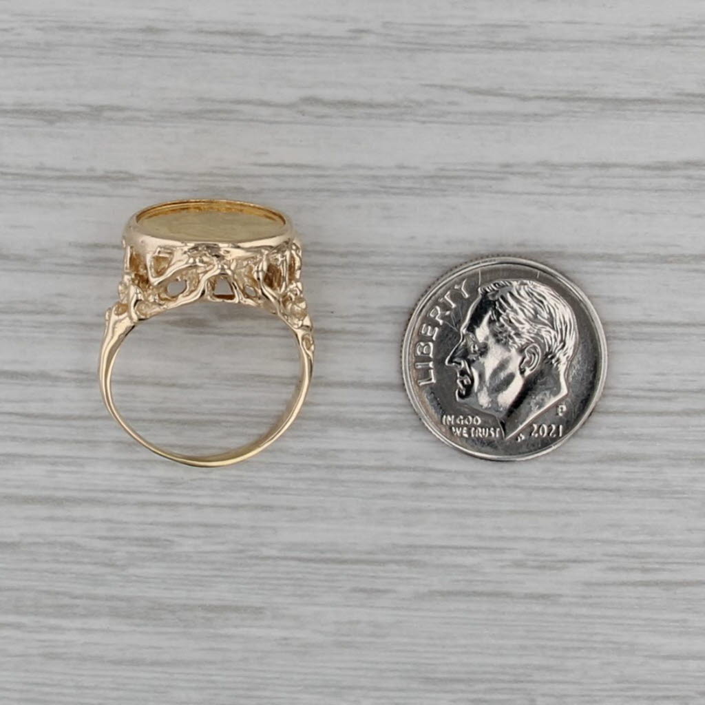 1854 1 Dollar Liberty Head Gold Coin Ring 14k 900 Yellow Gold Size 5