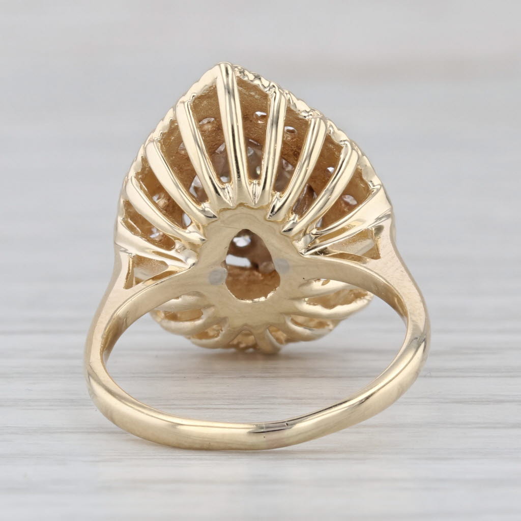 1ctw Diamond Cluster Halo Ring 14k White Yellow Gold Size 6.5 Engagement