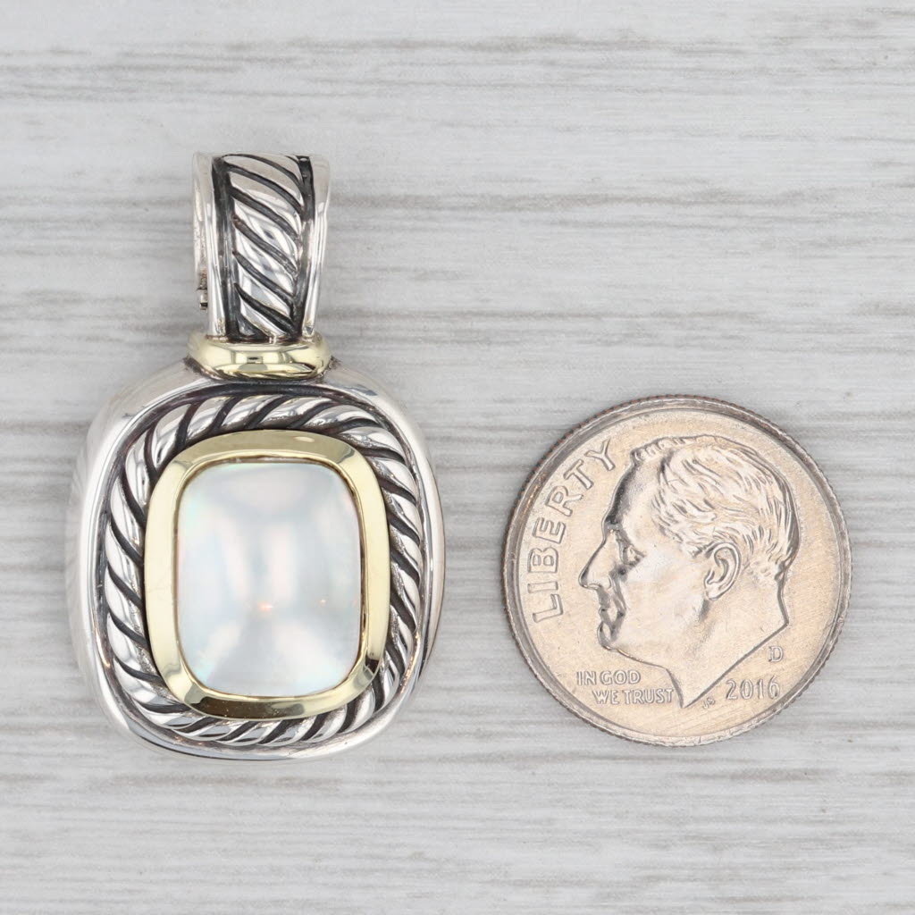 Yurman Albion Mabe Pearl Cabochon Enhancer Pendant Sterling Silver 14k Gold