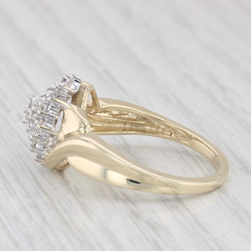 Light Gray 0.14ctw Diamond Cluster Ring 10k Yellow Gold Size 7.25