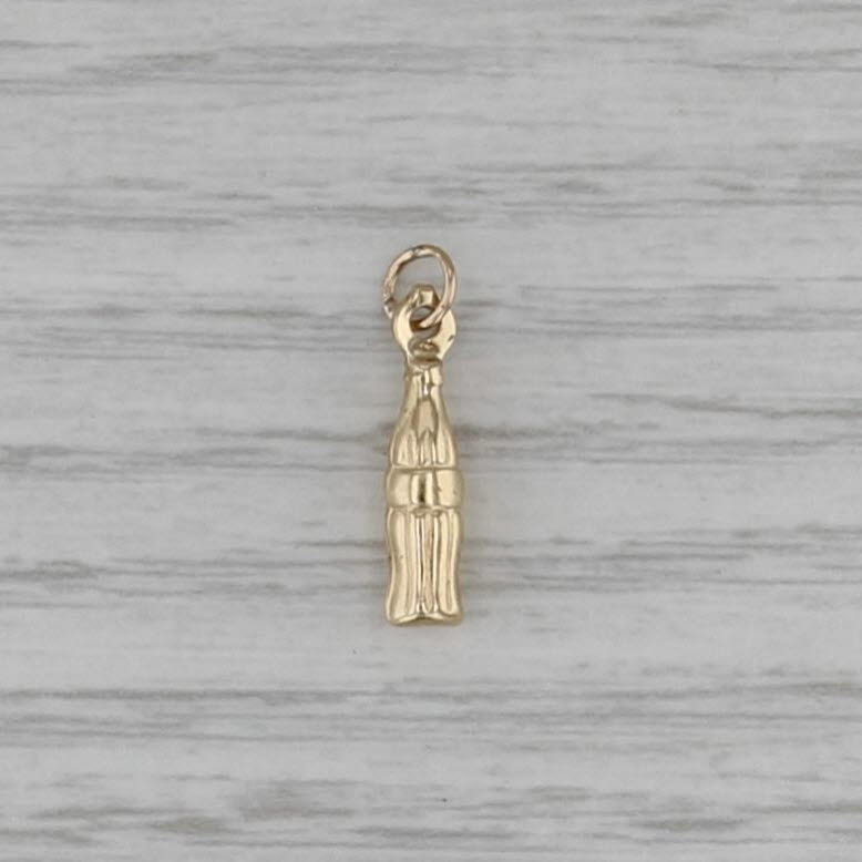 Small Vintage Soda Bottle Charm 14k Yellow Gold Keepsake Pendant