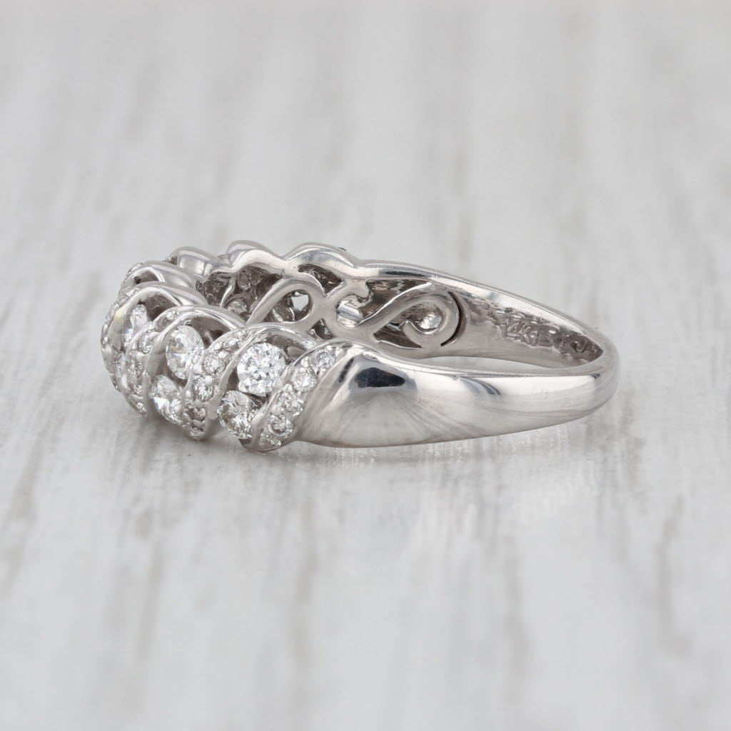 0.72ctw Diamond Anniversary Wedding Band 14k White Gold Size 6.25 Stackable