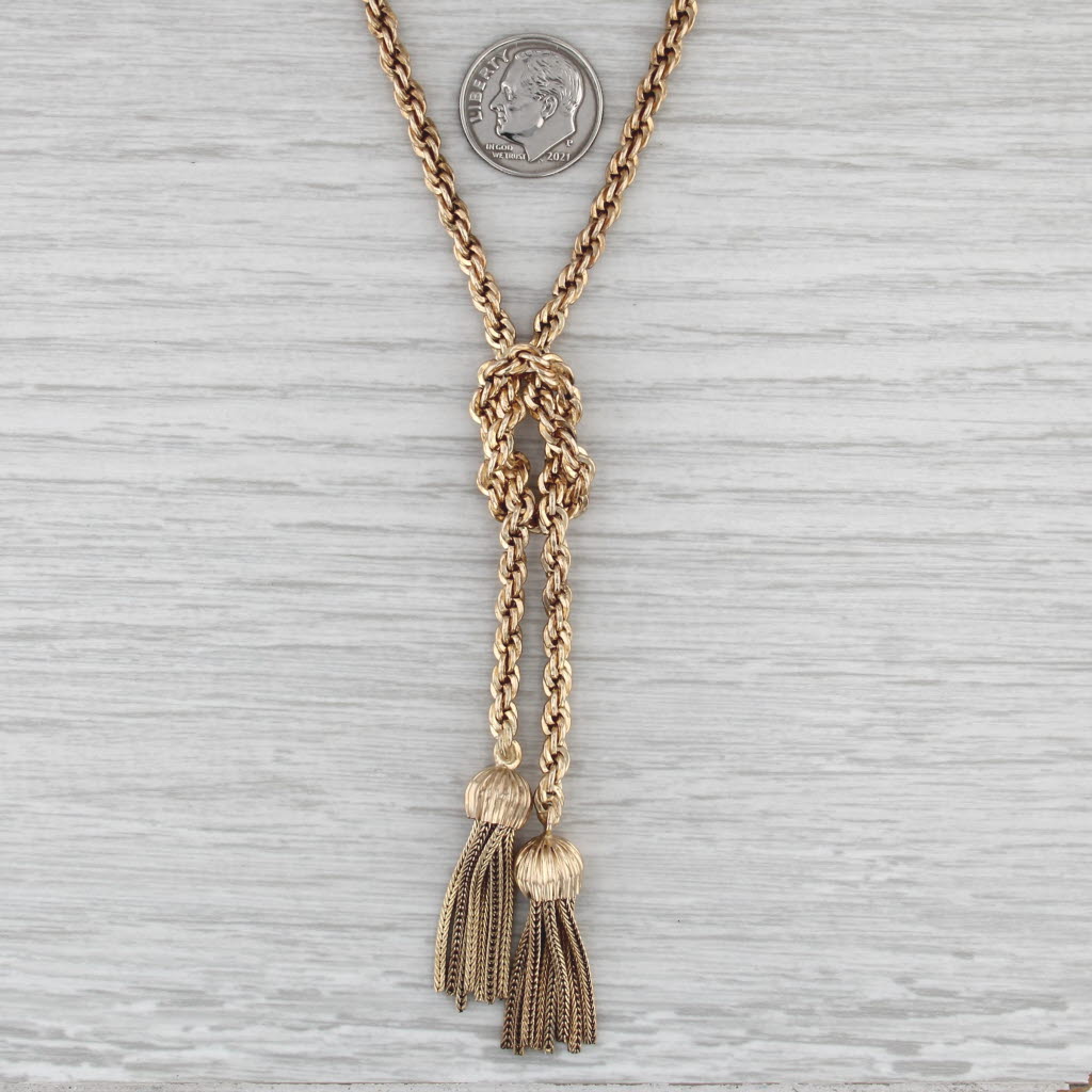 Vintage Rope Chain Fringe Larait Necklace 1/20 12k Gold Filled 17"