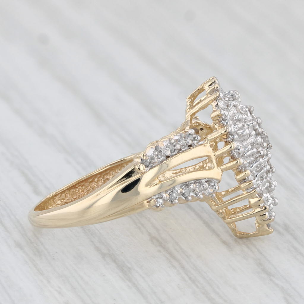 Light Gray 0.26ctw Diamond Cluster Teardrop Ring 10k Yellow Gold Size 6.25