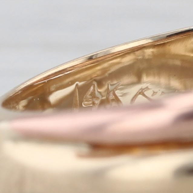Tri-toned Contoured 3-Band Ring 14k Yellow White Rose Gold Size 3.5