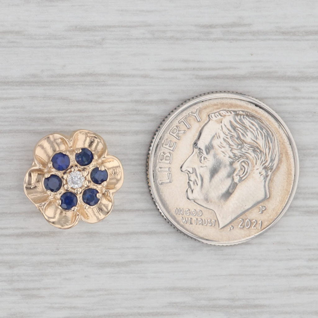Gray 0.33ctw Sapphire Diamond Flower Slide Bracelet Charm 14k Gold Richard Glatter