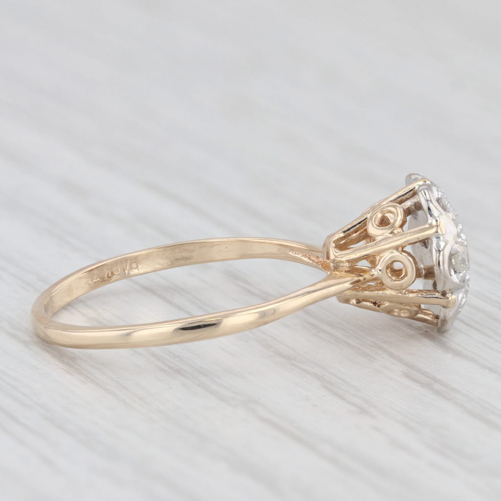 Light Gray Vintage 0.20ctw Diamond Flower Cluster Engagement Ring 14k Gold Size 7