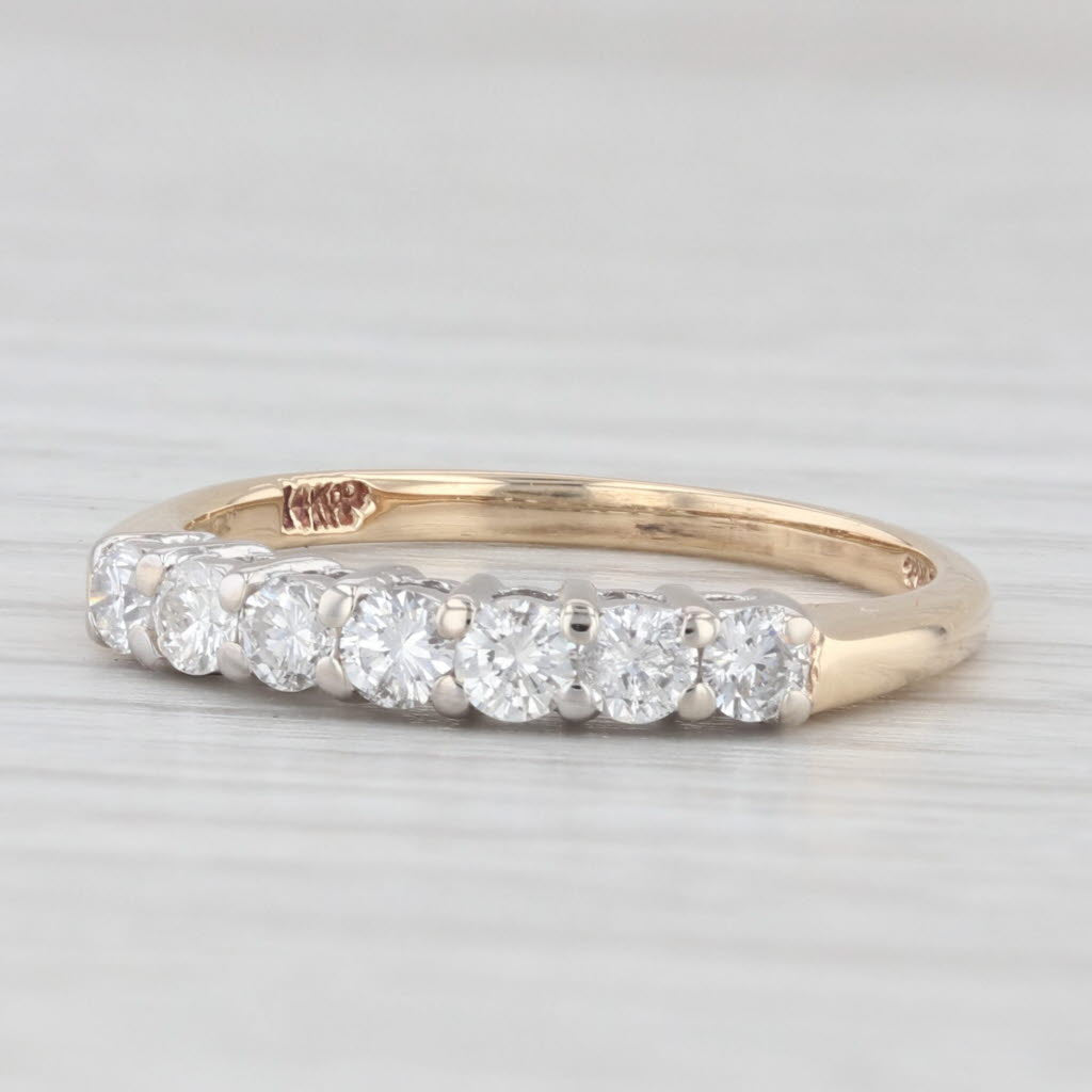 Light Gray Vintage 0.45ctw Diamond Wedding Band Stackable Anniversary Ring 14k Yellow Gold