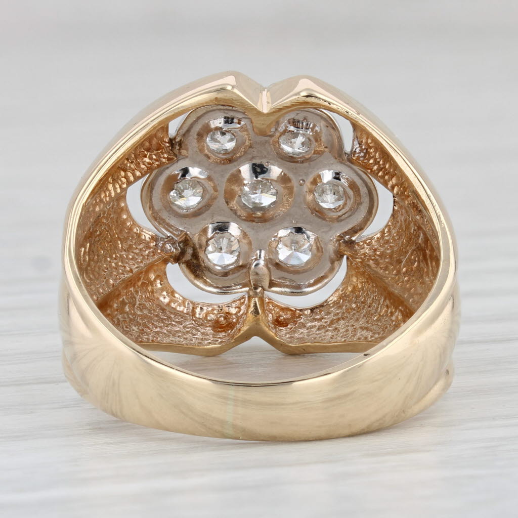 Light Gray 0.52ctw Diamond Cluster Men's Ring Belcher Setting 14k Yellow Gold Size 10.5