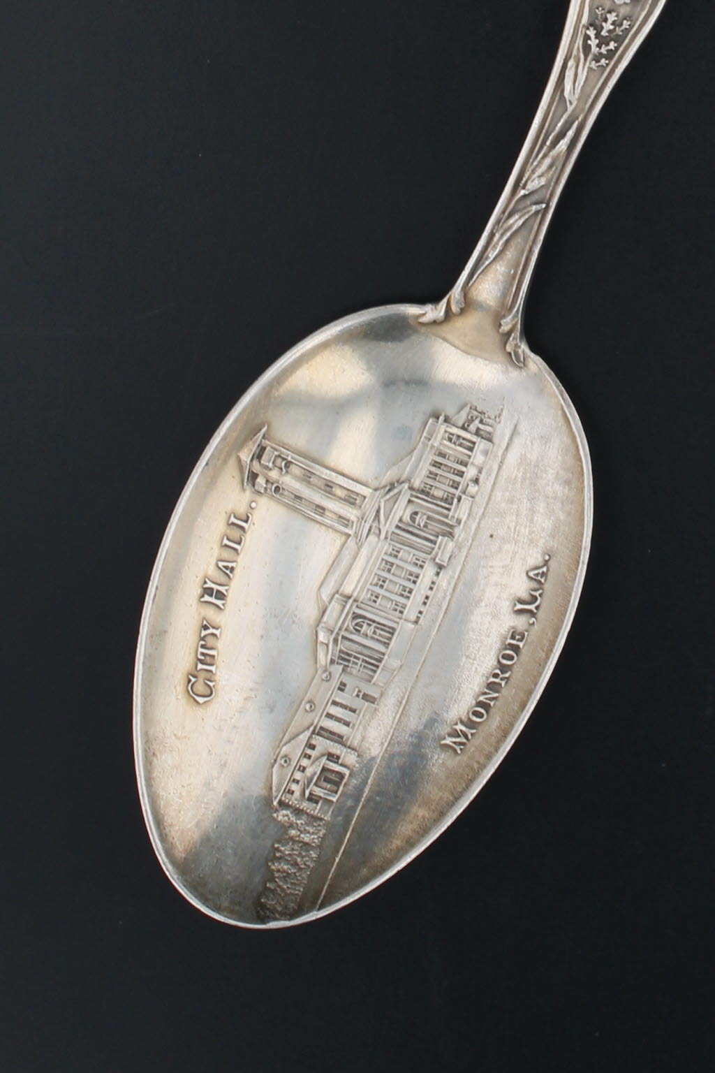 Gray Vintage Louisiana Souvenir Spoon Sterling Silver Monroe City Hall Watson