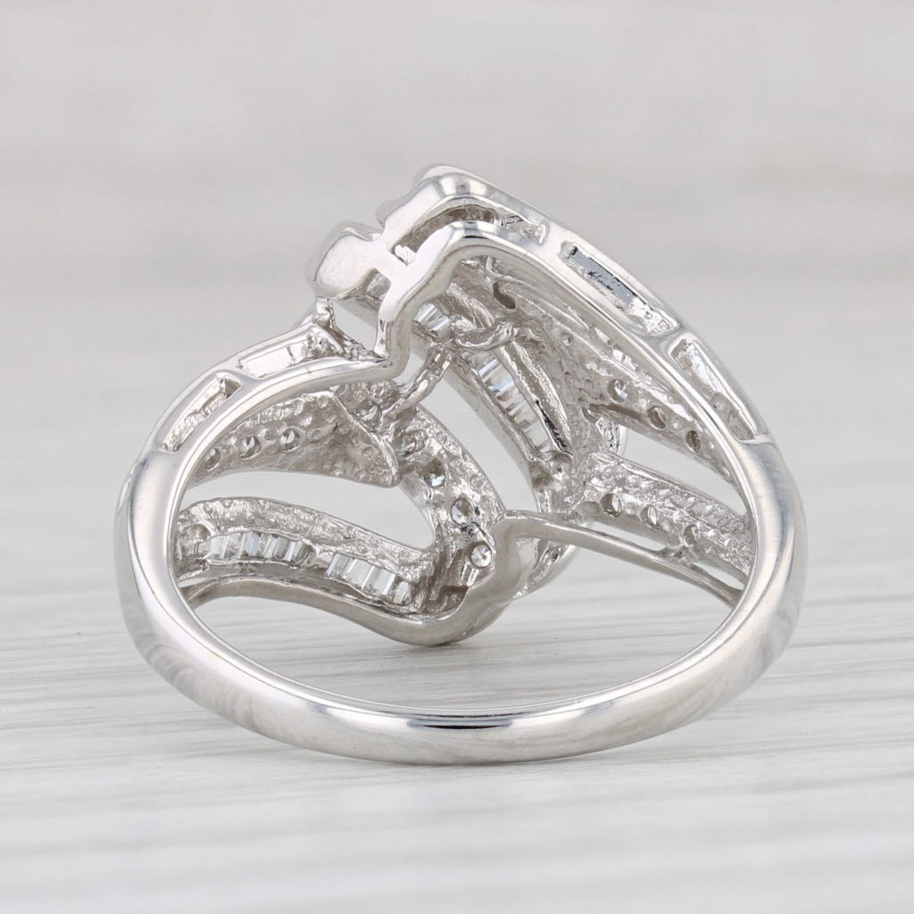 Light Gray 0.34ctw Diamond Scalloped Bypass Ring 10k White Gold Size 7.25