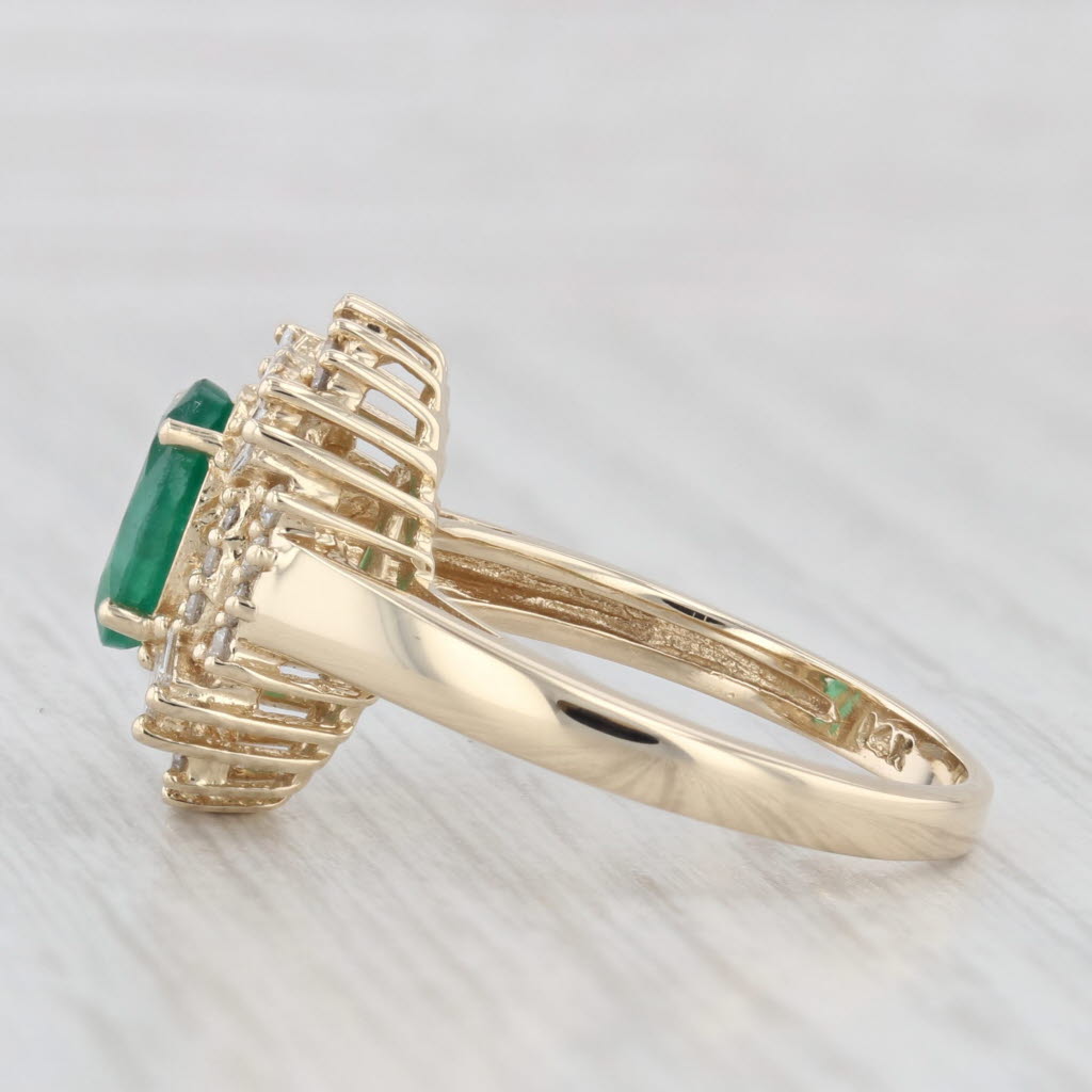 Light Gray 1.41ctw Oval Emerald Diamond Halo Ring 14k Yellow Gold Size 7 Engagement