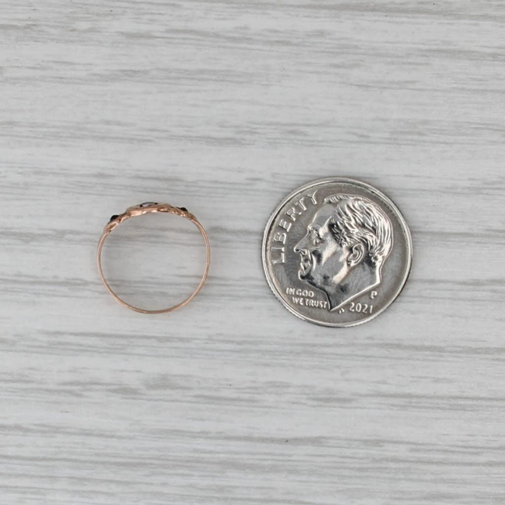Antique Simulated Glass Baby Ring Small Size 8k Yellow Gold
