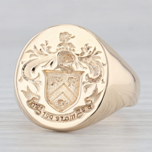 Coat of Arms Wax Seal Ring 14k Yellow Gold Size 10.25 Signet