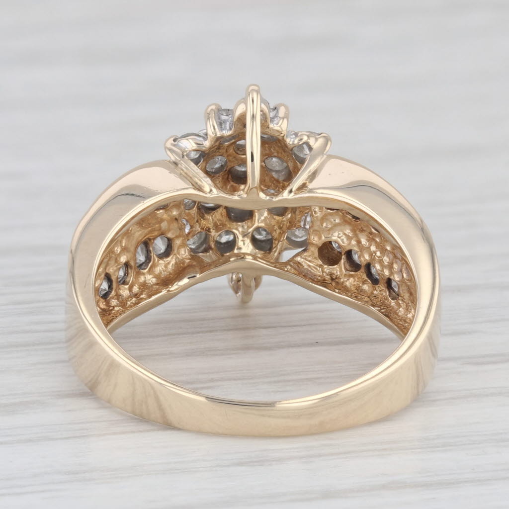 Light Gray 0.80ctw Diamond Cluster Ring 10k Yellow Gold Size 7.25