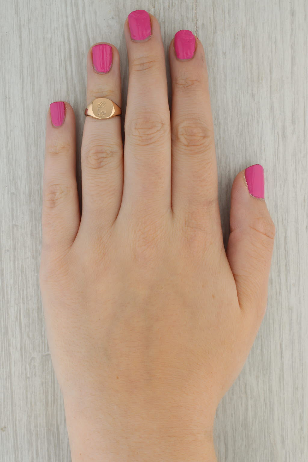 Rosy Brown Vintage 10K Yellow Gold Filled "C" Initial Signet Ring Size 3.5