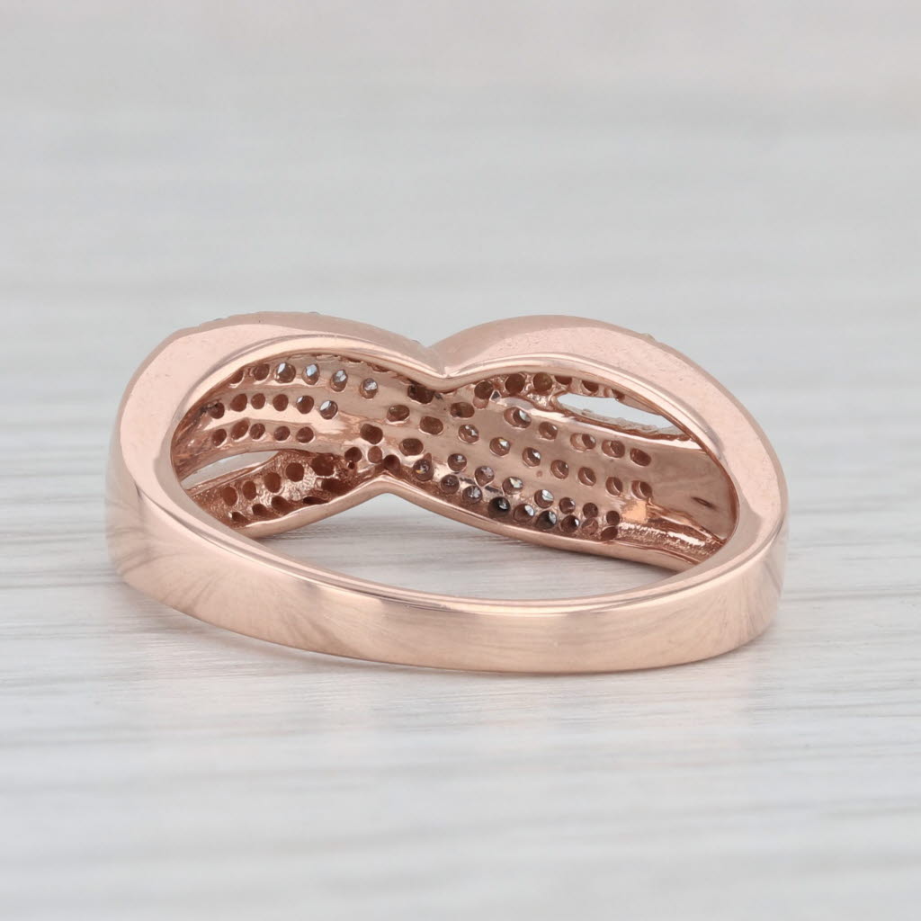 Light Gray 0.25ctw White Yellow Pink Diamond Crossover Ring 10k Rose Gold Size 7