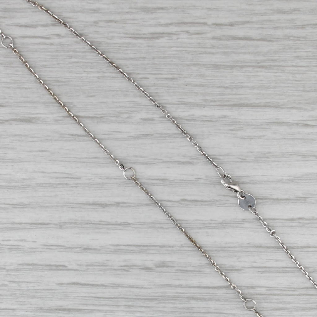 Cable Chain Necklace 14k White Gold Adjustable up to 24" 0.9mm