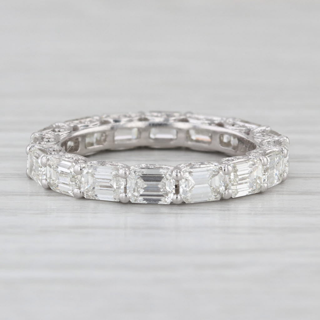 3.52ctw Emerald Cut Eternity Wedding Anniversary Band 14k White Gold Sz 6.5 Ring