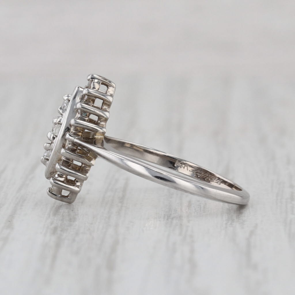 0.20ctw Diamond 3-Stone Marquise Halo Ring 14k White Gold Size 6.25