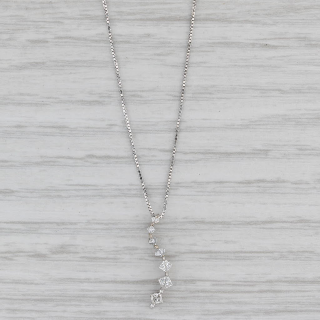 Gray 0.23ctw Diamond Journey Pendant Necklace 14k White Gold 16" Box Chain