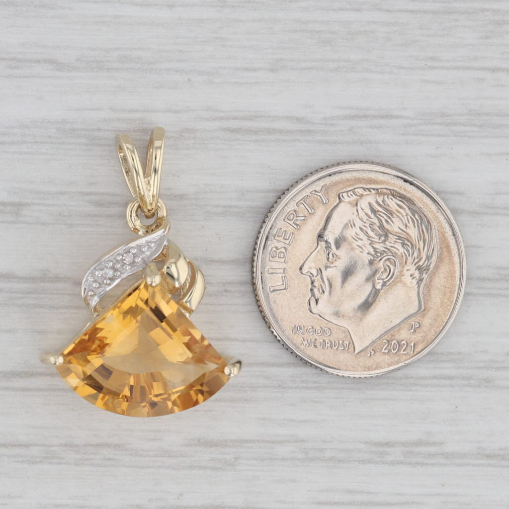 Gray 6ct Citrine Diamond Pendant 10k Yellow Gold
