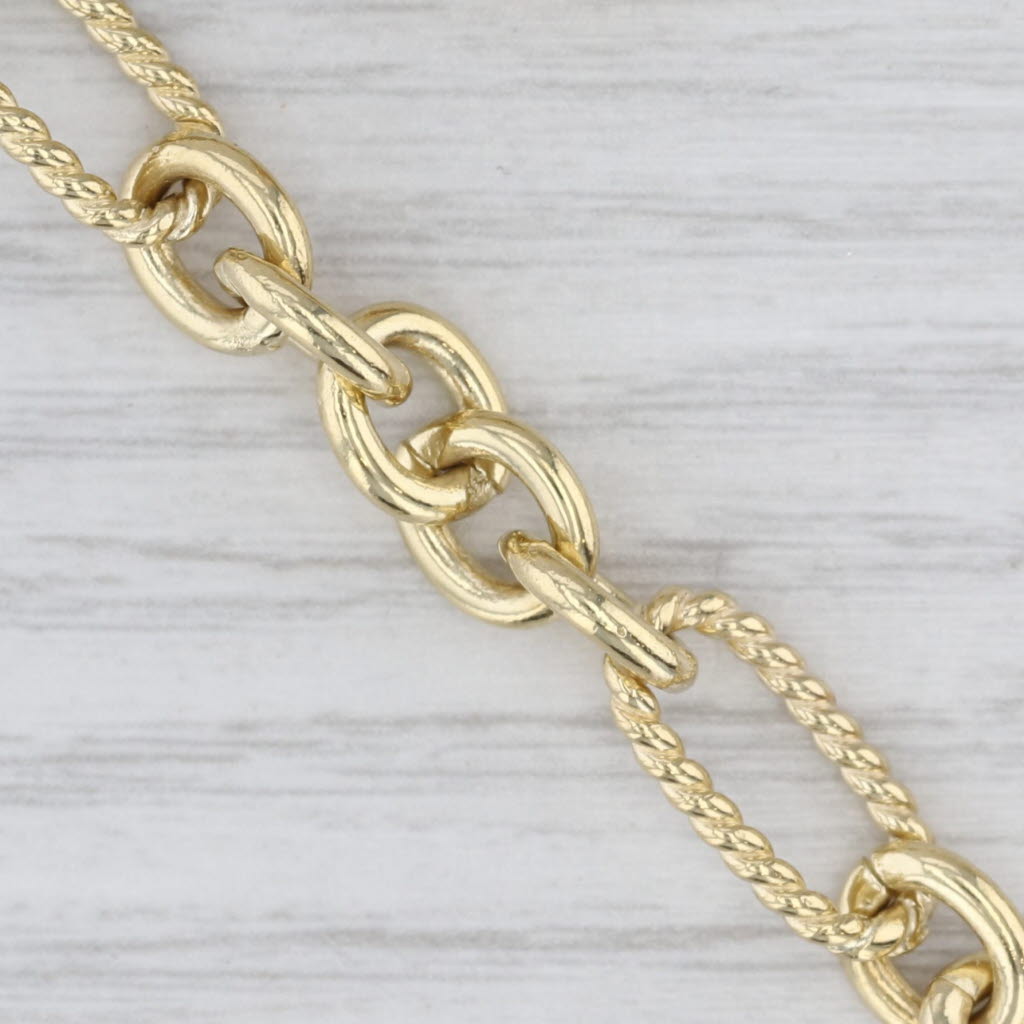 Light Gray Cable Chain Bracelet 18k Yellow Gold 7.25" 7.1mm Toggle Clasp