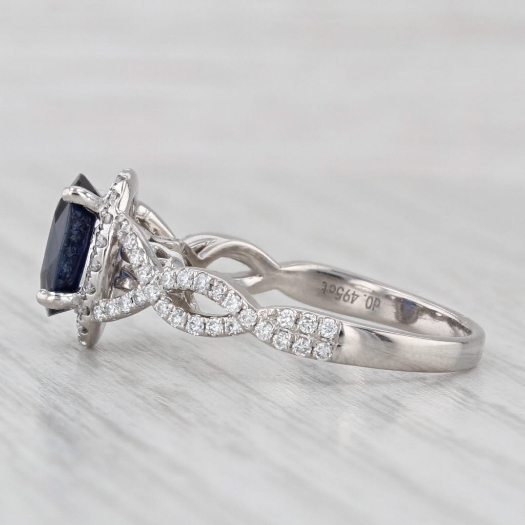 Light Gray New 2.57ctw Oval Sapphire Diamond Halo Engagement Ring 14k White Gold GIA