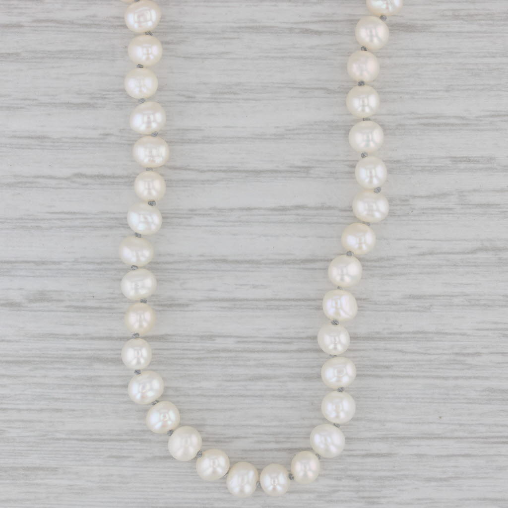 Gray White Cultured Pearl Strand Sterling Silver Bead Necklace