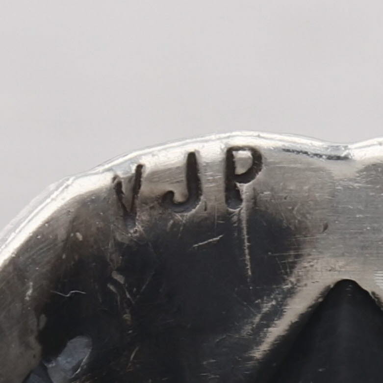 Vincent Platero Stamped Crescent Ring Sterling Silver Navajo Native American