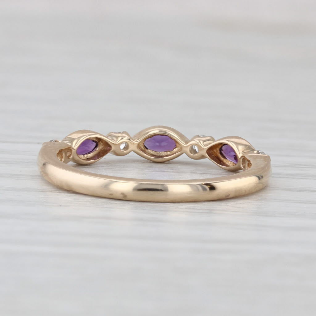 New 0.38ctw Amethysts Diamond Ring 10k Gold Stackable Wedding Band Size 7