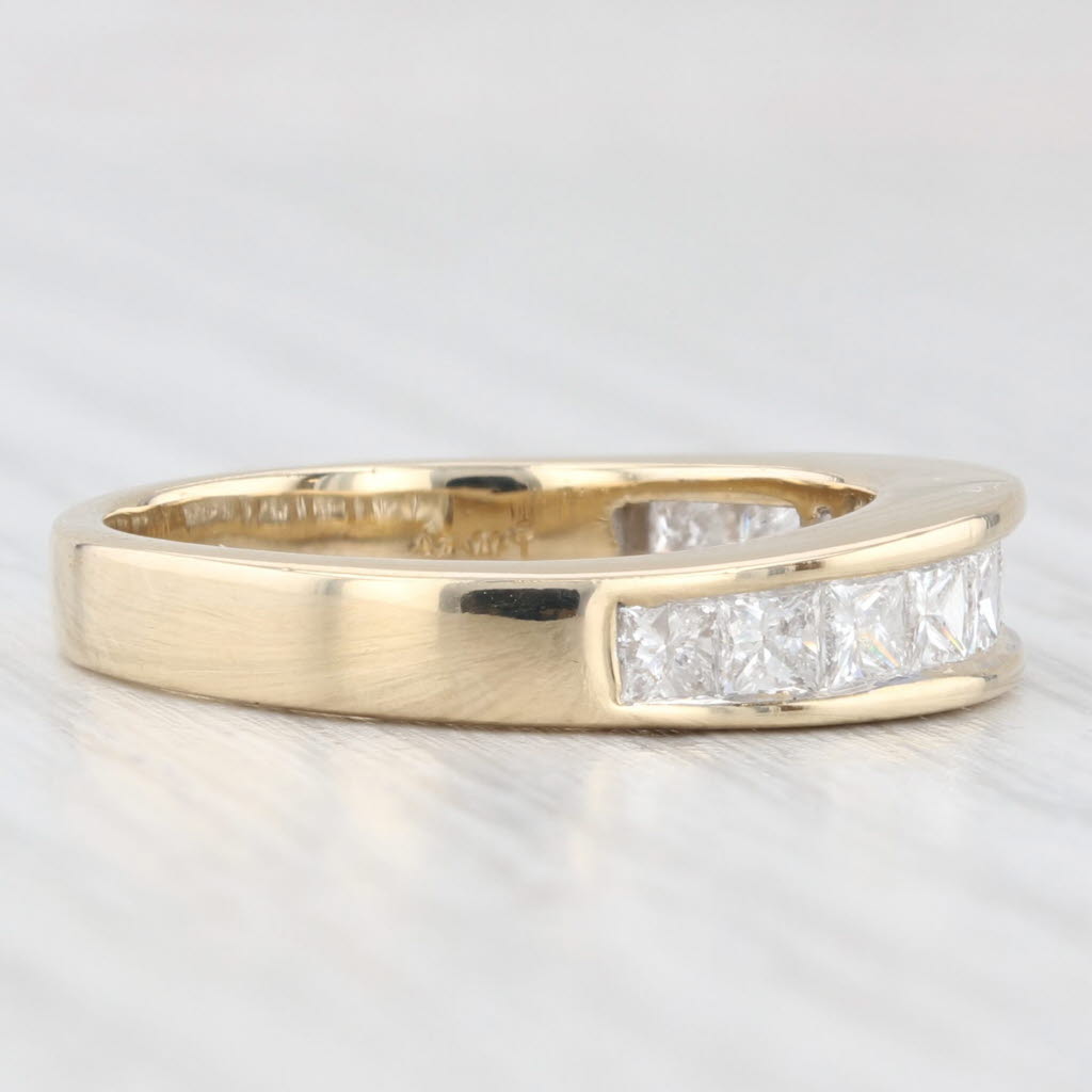 Light Gray 0.90ctw Diamond Wedding Band 14k Yellow Gold Size 7 Stackable Anniversary Ring