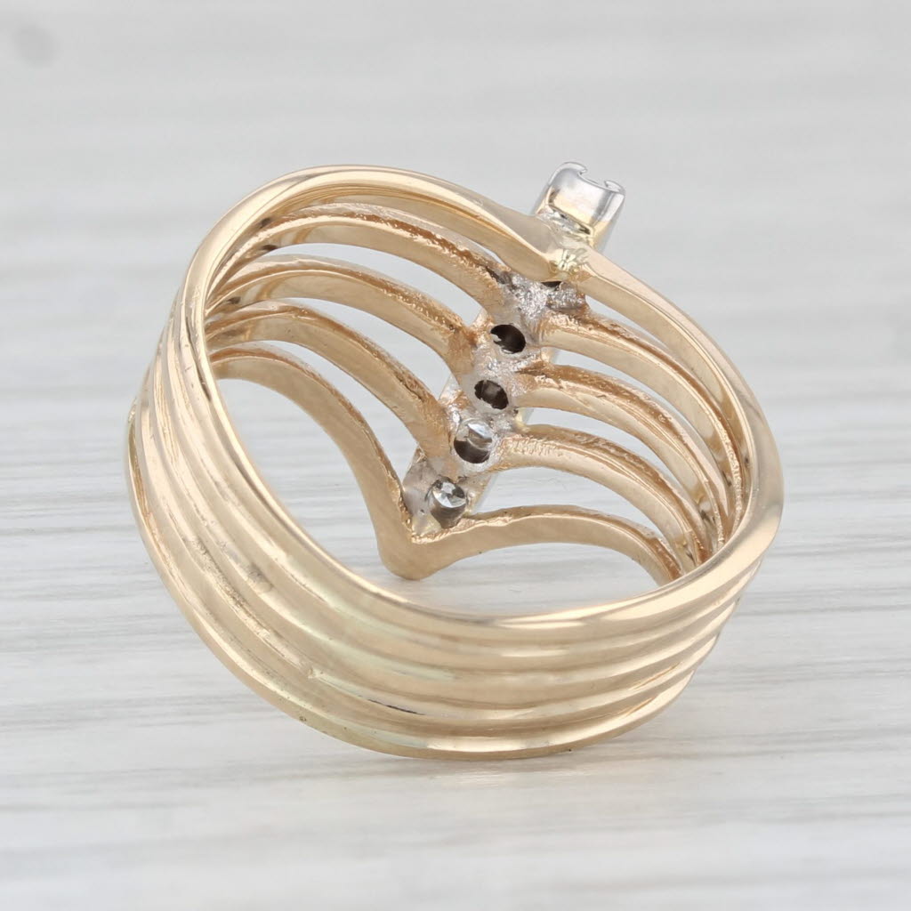 Light Gray 0.14ctw Diamond Journey Layered Band Ring 14k Yellow Gold Size 4