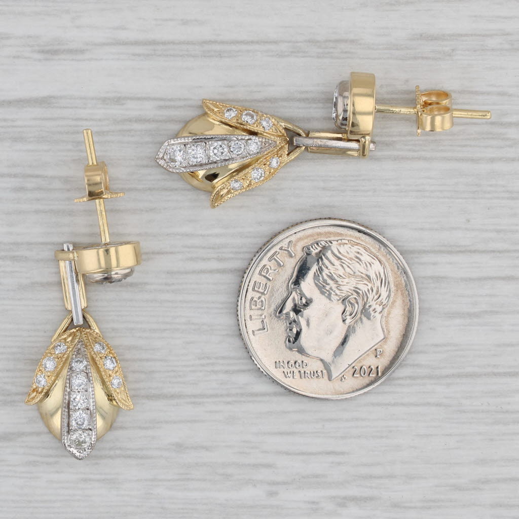 Gray 0.65ctw Diamond Drop Earrings 18k Yellow Gold