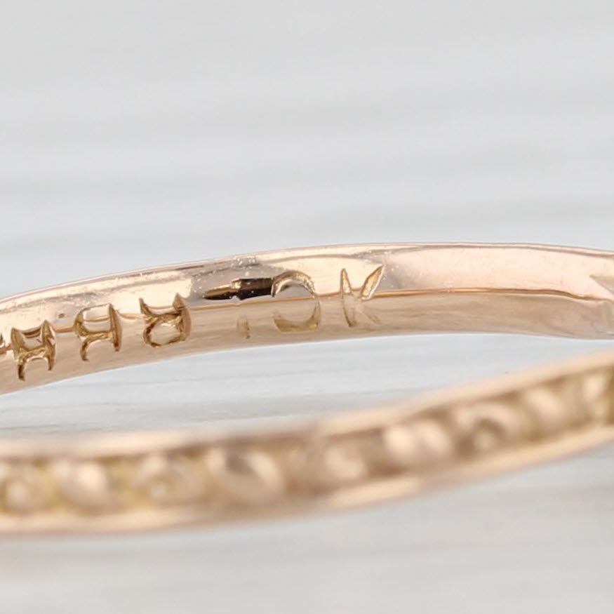 Light Gray Antique Molded Red Glass Garnet Simulant Ring 10k Yellow Gold Small Size 2