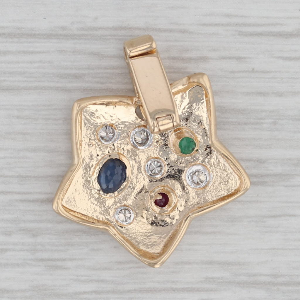 Gray 0.40ctw Gemstone Star Enhancer Pendant 14k Yellow Gold Clip Bail