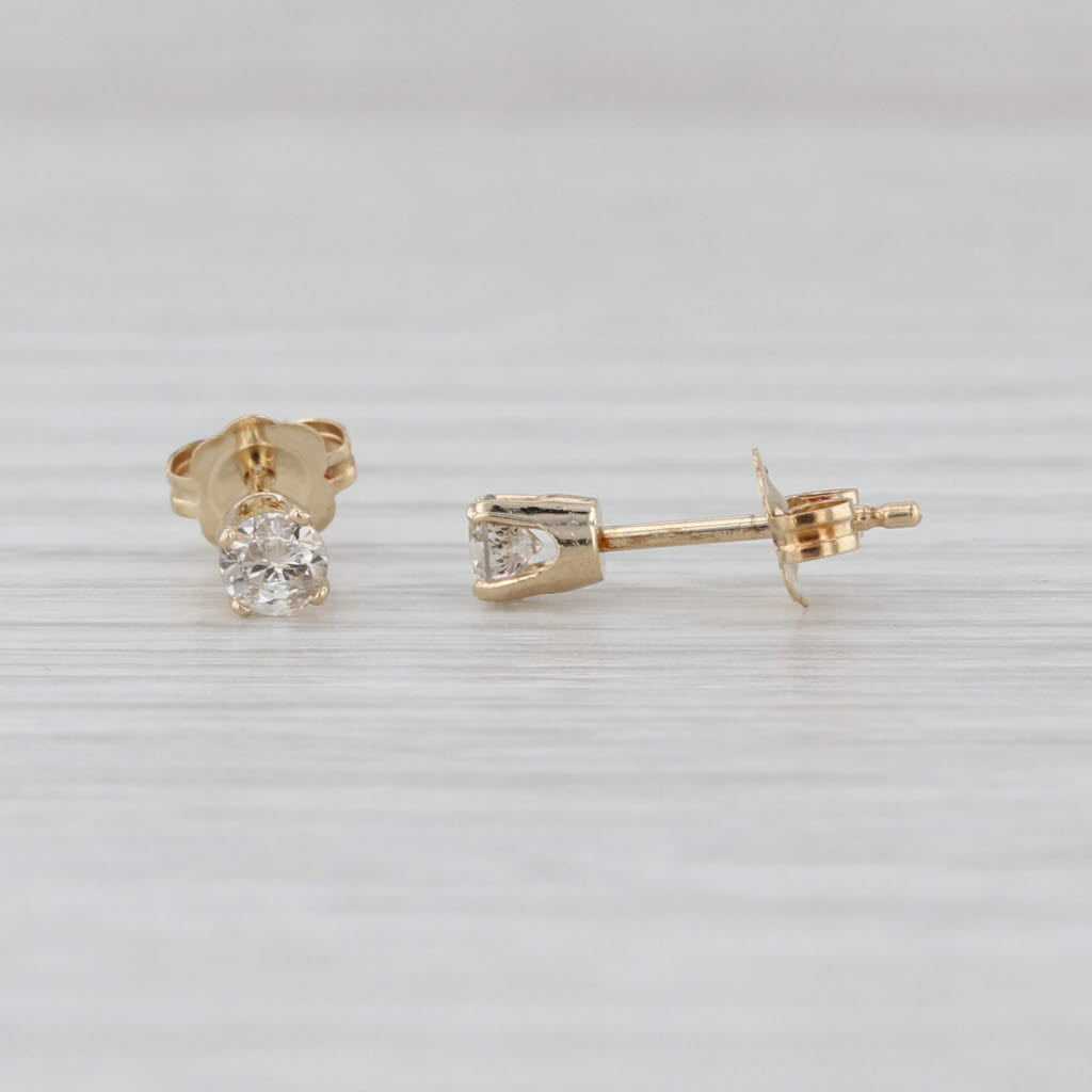 0.23ctw Small Diamond Stud Earrings 14k Gold Round Solitaire Studs Screw Back