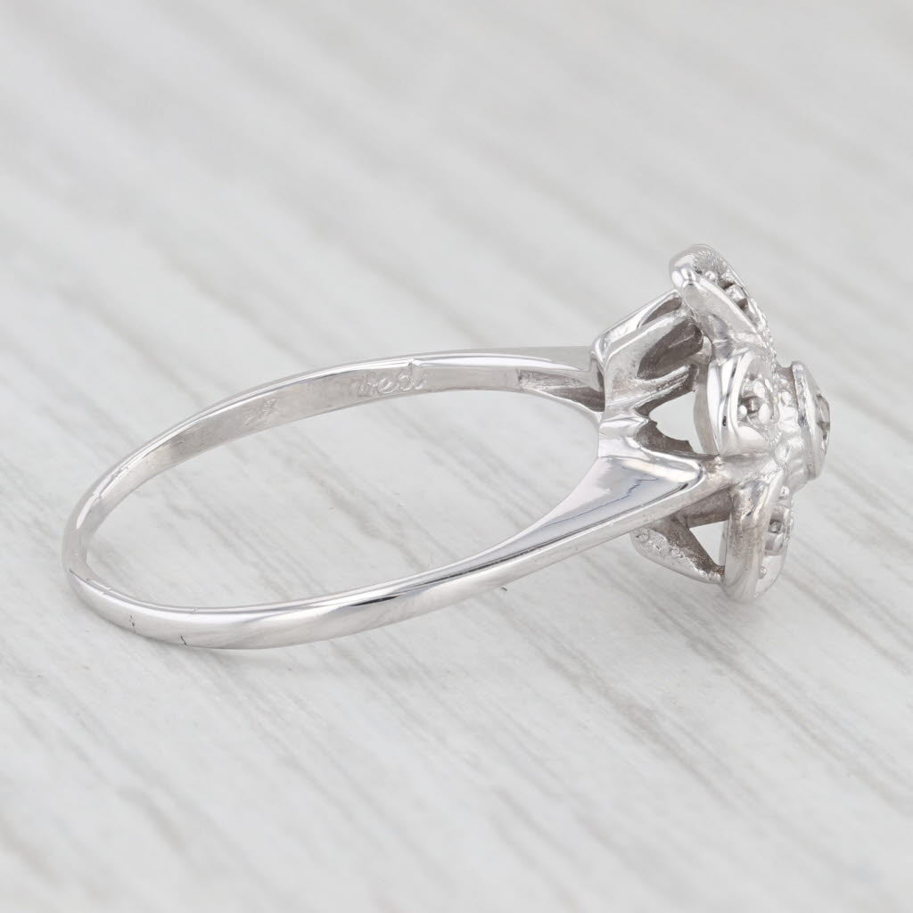 Light Gray Vintage Diamond Accented Flower Ring 14k White Gold Size 9.25